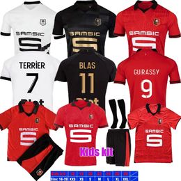 RENNES 23/24 Saison à domicile Jersey Terrier BourigeAd Doku Guirasy Camavinga Aguerd2023 2024 Jersey à manches courtes Maillot de Foot's Children's Set Football Jersey