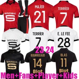 Rennes 23 24 Stade Rennais Fc Soccer Jerseys Terrier Bourigeaud Doku Guirassy Camavinga Aguerd Niang 2023 2024 Maillots de football Maillots de Foot Hommes Enfants