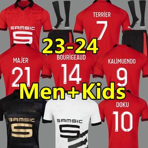 Rennes 23 24 Stade Rennais Fc Soccer Jerseys Terrier Bourigeaud Doku Guirassy Camavinga Aguerd Niang 2023 2024 Maillots De Foot Hommes