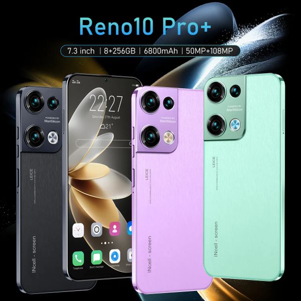 Écran de couleur Reno10PRO + Android Smart Phone Screen Color 4G3GB8GB RAM64GB128GB256GB ROM 7,3 pouces Écran de haute définition Support intelligent pour plusieurs langues