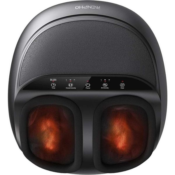 Renpho Foot Massager Machine con calor con amasado profundo SHIATSU - Alivio para los músculos cansados, fascitis plantar - se ajusta a los hombres, talla 12 - negro