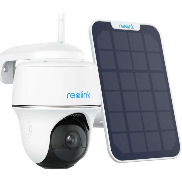 REOLINK Cámara de seguridad inalámbrica para exteriores con visión nocturna de 5 MP, energía solar, inclinación panorámica, conversación bidireccional, Alexa y asistente de Google compatible para vigilancia del hogar