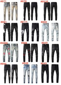 Fashion Men's Ripped Screding Imprimed brodery Jeans Fashion Denim Pantals # 871 870 881 808 817i,