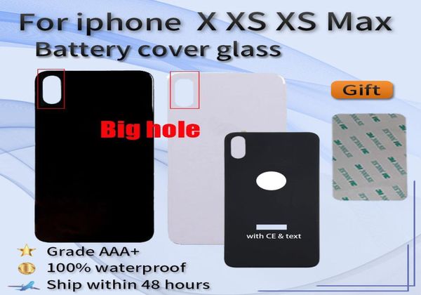 Réparation pour iPhone X XS Max High Quality Brand New Original Large Hole Battery Porte Glass de porte Back Shelladhesive Sticker5594127