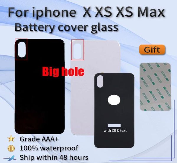 Réparation pour iPhone X XS Max de haute qualité Brand tout nouveau vitrage de porte de batterie de grand trou d'origine Shelladhesive autocollant1111769
