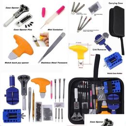 Kits d'outils de réparation 144 pièces ouvre-montre Kit d'outils de réparation outils ensemble de broches d'horloge lien de boîtier de barre à ressort Bestsale 276K livraison directe montres Dhqn7