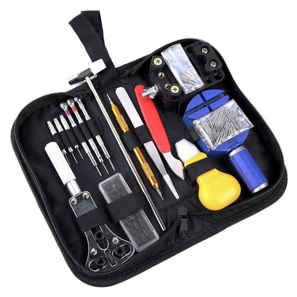 Kits d'outils de réparation 147Pc Kit d'outils de montre ouvre-boîte lien ressort bande décapant horloger complet et