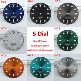 Reparatiehulpmiddelen Kits 28,5 mm NH35 Kielkijk wijzerplaat s Kielknop Green Lumineuze wijzerplaat geschikt voor NH35 NH36 Movement Watch Accessoires Watch Repair Tool 230817