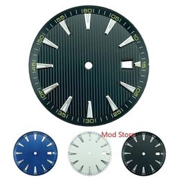 Kits de herramientas de reparación, negro, azul, blanco, negro, amarillo, 33 2mm, piezas de esfera de reloj estériles para NH35 NH36 Mov't Splint Vertical Stripes264h