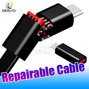 Cable de datos reparable 1,5 m 5 pies Reparación rápida Línea de cables de pinchazos para Samsung Huawei Android Teléfono móvil Durable Tipo C Cable de carga rápida izeso