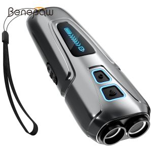 Afweermiddelen Benepaw Safe Ultrasonic Dog Repeller Training Dubbele sensor LED-zaklamp Blaffende huisdieren Afschrikmiddel Controle-apparaten Oplaadbaar