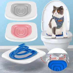 Répulsifs pour chat, entraîneur de toilettes réutilisable et détachable, Kit d'entraînement pour pot de chat, tapis de bac à litière en plastique, accessoires de nettoyage de toilettes pour chat