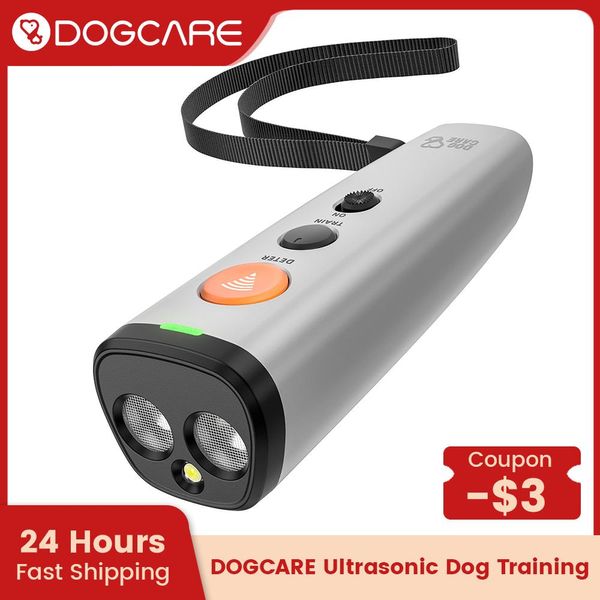 Repelentes DOGCARE Repelente de Perros Sin Ruido para Perros Dispositivo Antiladridos Dispositivos Ultrasónicos para Disuasión de Ladridos de Perros Entrenamiento 2 en 1 LED USB Recargable