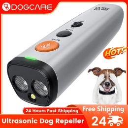 Répulsifs à ultrasons DOGCARE pour chiens, sans bruit de chien, Anti-aboiement, dispositif électronique de dressage pour chiens, 2 modes avec lampe de poche LED