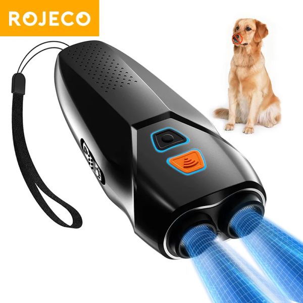 Répulsifs rojeco ultrasonic chien répulseur de chien LED Training anti-aboyer dispositifs rechargeables pour chiens de compagnie de compagnon de compagnie de dissuasion à écorce d'arrêt répulsif