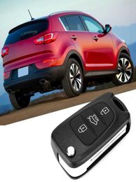 Vervangbare auto Flip 3 -knop Remote sleutel FOB Case Shell Cover geschikt voor Hyundai 20062013 Kia Rondo Sportage Kia Soul Kia Rio7594578