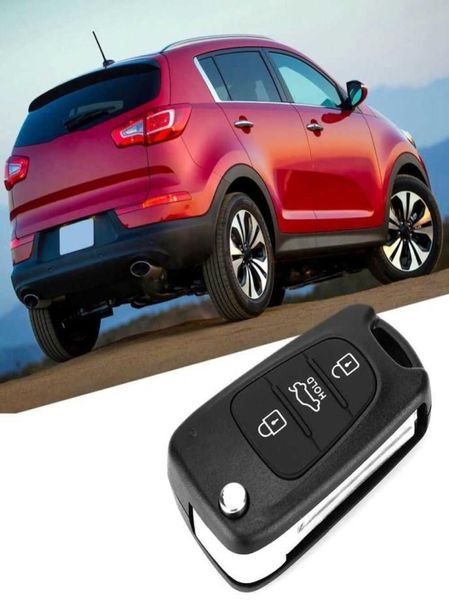 Remplaçable Car Flip 3 Button Remote Key FOB Case de coque de caisse FOB Ajustement pour Hyundai 20062013 Kia Rondo Sportage Kia Soul Kia Rio7594578