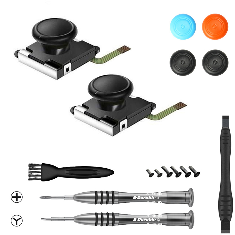 Byte 3D Analog Joystick Thumb Stick Kits för Nintend Switch Joy Con Controller Sensor Module Potentiometer Reparationsverktyg