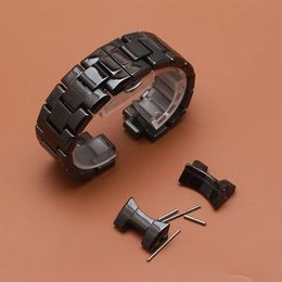 Ersatz für ein neues Uhrenarmband aus Keramik, Zubehör für AR 1400 1410, schwarzes Herrenarmbanduhr-Armband, Promotion, gebogenes Ende 204S