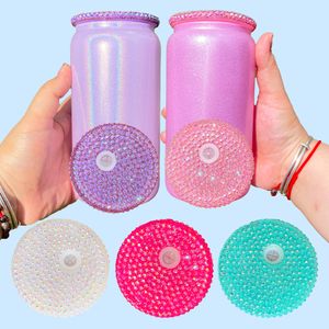 Remplacement en plastique acrylique bpa strass gratuit en bois de luxe Bling Bling Bling 16 oz pour 12 oz 15 oz en verre de globe de neige à double mur et verre de bière 16 oz