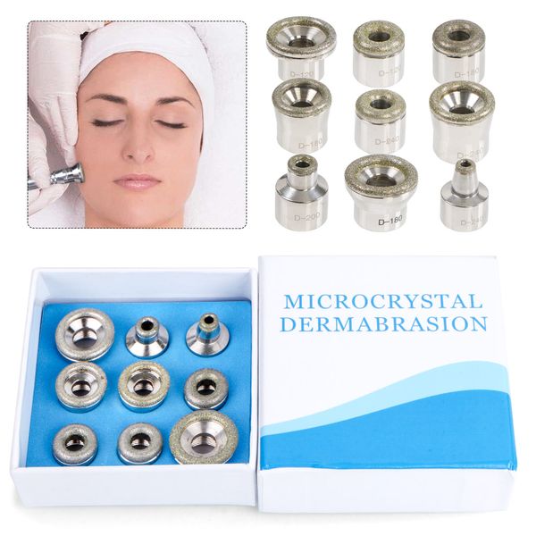 Vervanging Diamond Tips voor Diamond Dermabrasion Microdermabrasion Machine 9 Eenheden Tips voor Diamond Peel Vacuüm RVS Wands