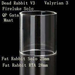 Tube de remplacement en verre plat normal Pyrex adapté pour Hellvape Dead Rabbit V3 Voopoo Maat Freemax Fireluke Solo QP Gata Uwell Valyrian 3 Fat Rabbit Solo RTA 28 mm