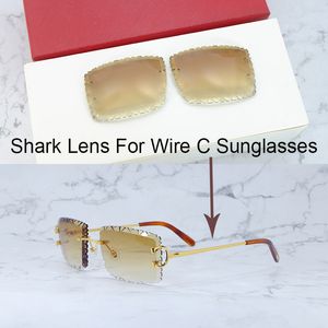 Remplacement des lentilles de coupe de diamant de requin, pour cadre métallique 828 Cadre de lunettes de soleil Cour