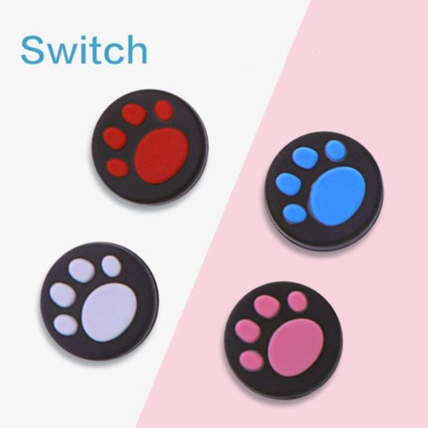Coque en silicone de remplacement Couvre Cat Claw Joystick Caps Controller Grip Thumbstick Buttons Cover Shell pour Nintendo Switch Gamepad