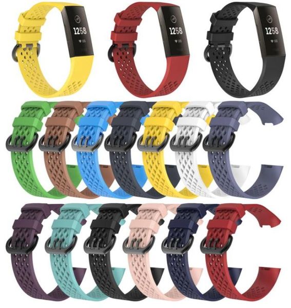 Pulsera de correa de reemplazo Strisk Breathable Silicone Watch Strap para la muñeca para la muñeca para la carga de fitbit 3 carga 3 Velocidad del corazón Fitness SM8252098