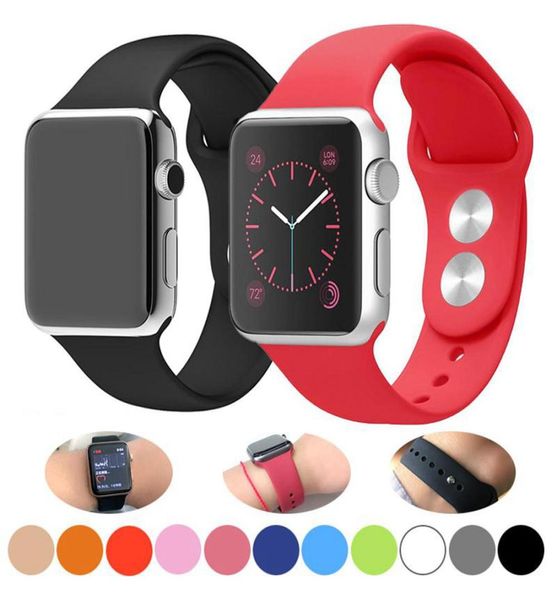 Bracelet de remplacement bracelets de montres étuis pour bracelet de montre Apple iwatch série 1 2 3 4 5 6 SE bracelet en silicone souple 38 40 42 44mm Orig7177879