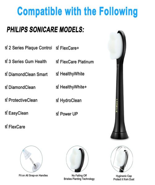 Cabezales de repuesto para cepillos de dientes de calidad mejorada y compatibles con todos los cepillos de dientes eléctricos Philips Sonicare Screwon, paquete de 10 5365894