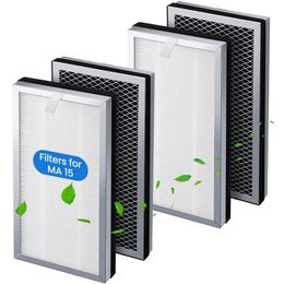 Vervangingen voor Medify MA 15 Filter, 4 Packs True HEPA-luchtfilters voor Medify Air Purifier, 3 in 1 Integratie Pre-Filter, H13 HEPA, Activa