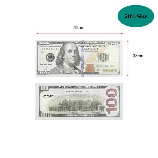 Réplica de dinero falso de EE. UU. para niños, juguete o juego familiar, copia en papel, billetes, 100 unidades/paquete