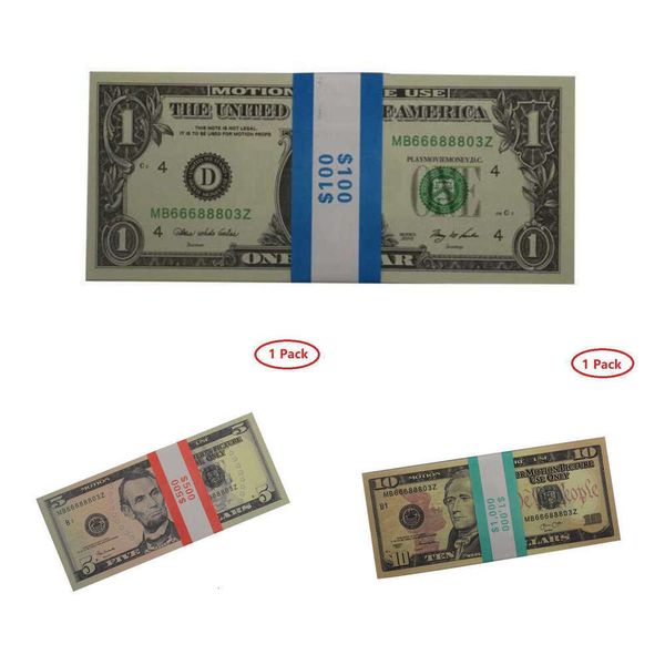 Replica Party US Money Fake Kids Jugar juguete o juego Familia Copia de papel Banknote 100pcs Pack Practice Contando la película Prop 20 dólares F187V 24THKPKZW