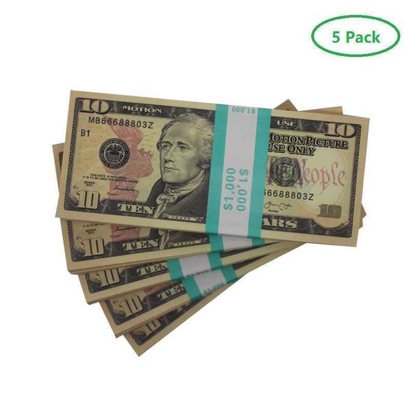 Réplica de fiesta de EE. UU. Dinero falso para niños Juego de juguete o juego familiar Copia en papel Billete de banco Paquete de 100 piezas Práctica de conteo Accesorio de película 20 dólares F208s 1NVVF
