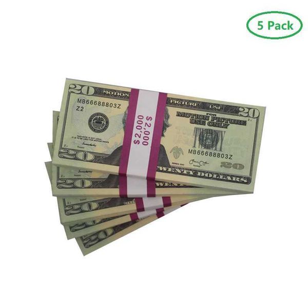 Réplique US Party Fake Money Kids Play Toy ou Family Game Paper Copy Banknote 100pcs Pack Practice Counting Movie Prop 20 dollars P265D 49TNXM4UD