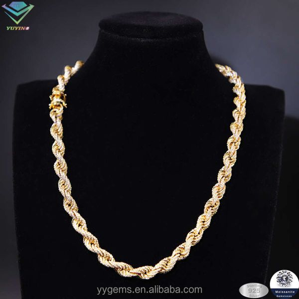 Chaîne de référentiel 8 mm de large Hip Hop Moisanite Link Chain Gra VVS Diamond 925 Silver Gold Plate Fine Jewelry Colliers Bracelets