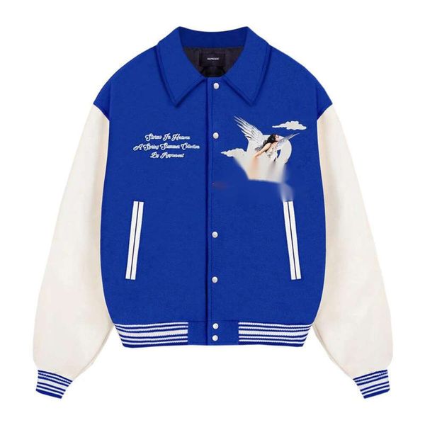 Représenter Designer Hommes Veste Top Qualité Hommes Vestes À La Mode Marque Ange Nuage Imprimer High Street Lâche Hommes Et Femmes Veste Polaire Manteau Baseball Jersey