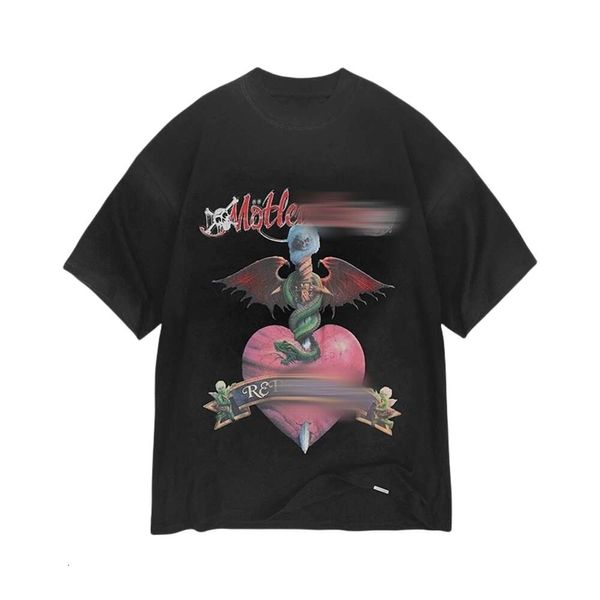 Representar camiseta de diseñador Camisetas de calidad superior para hombres Banda de metal Marca Demon Skull Vintage Street Camiseta suelta de manga corta para hombres y mujeres