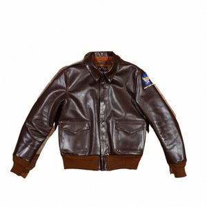 reproduction de RealMcCoy's S27622 Ctract No. A2 Flight Suit Jacket Tea Core Horse Leather Coat American Retro 37k3 #