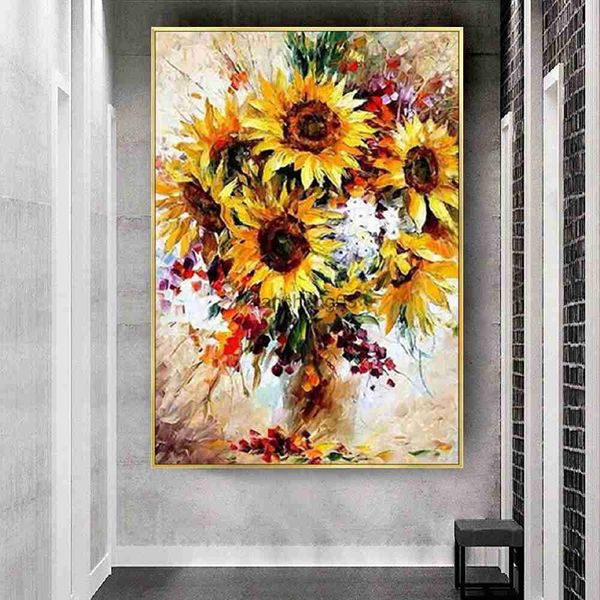 Reproducción de pinturas al óleo de Van Gogh, flores de girasol, cuadro de lienzo, colgante de arte de pared abstracto moderno para decoración del hogar, Mural L230620