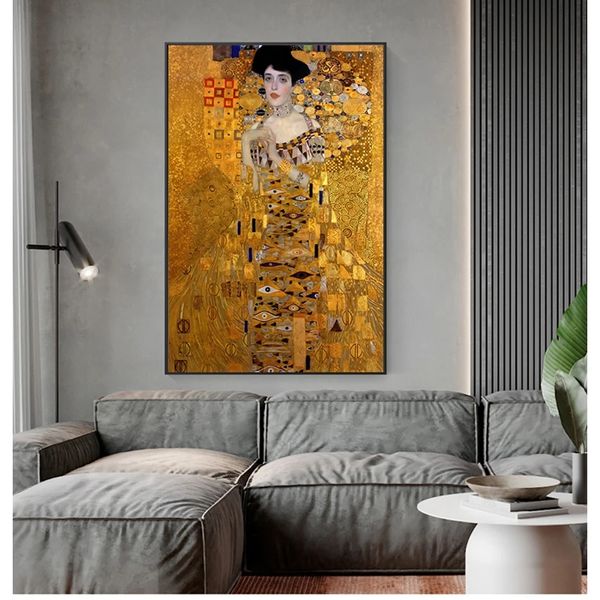 Reproductions Peintures Sur Toile Pour Salon Portrait D'Adele Bloch Peintures Sur Toile Sur Le Mur Gustav Klimt Kiss Peintures Woo