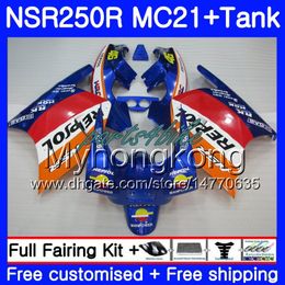 Repsol bleu rouge Injection pour HONDA NSR 250R 250 R MC21 PGM3 NSR250R 90 91 92 93 264HM.24 NSR250 R RR NSR250RR 1990 1991 1992 1993 Carénages