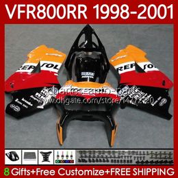 Repsol Hot Body Kit para HONDA Interceptor VFR 800RR 800 CC RR VFR800RR 1998 1999 2000 2001 Carrocería 128No.75 VFR-800 800CC VFR800R 98-01 VFR800 RR 98 99 00 01 Carenado