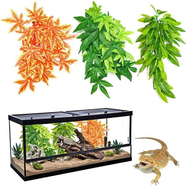 Reptile Supplies 12 Pouces Reptile Lézards Terrarium Décoration DIY Aquarium Fish Tank Plante Faux Suspendu Réaliste Artificielle Vigne Pet Supplies 230719