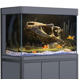 Suministros de reptiles Fondo de hábitat Huesos de dinosaurio Desierto 3D HD Papel tapiz de impresión Tanque de peces Decoraciones para acuarios PVC Landsc 231201