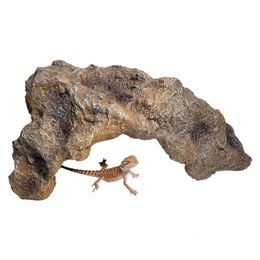 Réptil Suprimentos Rock Hideout Habitat Decoração Resina Não Tóxica Caverna Realista para Bolso Animais de Estimação Pequenos Anfíbios Aranhas Iguanas 231201