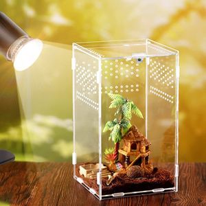 Reptile Supplies Terrarium Habitat Boîte d'élevage Acrylique Transparent Reptiles Cage Nano Arboreal Tarantula Enclre dragon barbu 230706