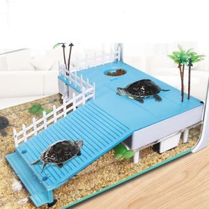 Reptile Supplies Tortoise Terrace Turtle Tank Basking Platform Floating Island Pier Landscaping Decor Brazilian with Water Pump 230923