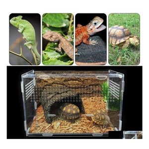 Reptiel levert transparant groot duurzaam acryl terrarium doos huisdier voor koelbloeded dieren insecten huisdecoratie drop levering ga dhr7t